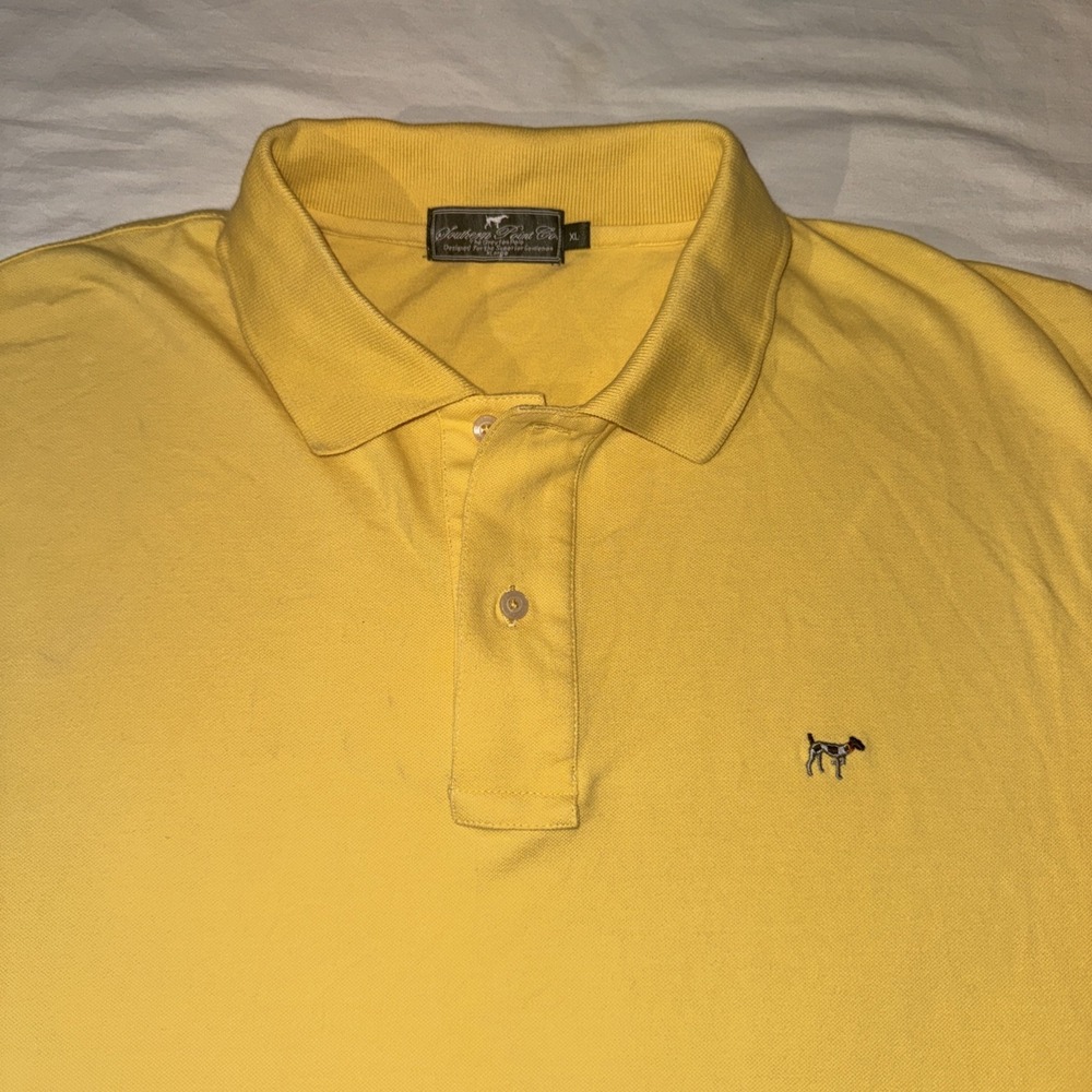 Southern Point Co. Grayton Poli Men's Solid Yellow Polo Stretch Logo XL Cotton